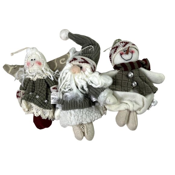 Lot 3 Large Plush Snowman Angel Christmas Ornaments Vintage 90s Lightweight u - Picture 1 of 5